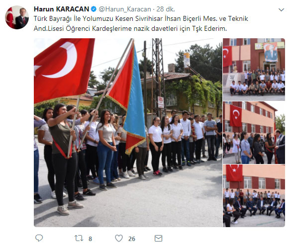 Karacan Twitter'dan paylaştı