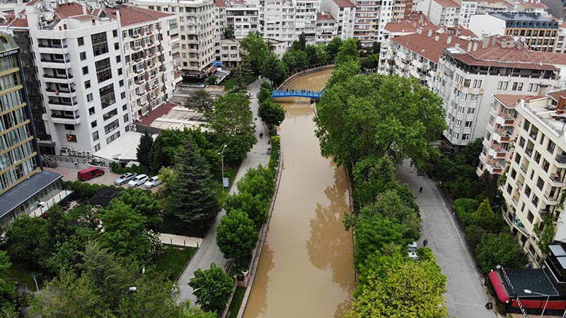 Yağmur suları ve suya yakın toprakların içine akmasıyla kahverengiye dönen Porsuk Çayı, vatandaşları hayrete düşürdü. Alışık olmadıkları kahverengi suyu gören vatandaşlar, kahve benzetmesi yaptı. Değişen rengi sonrası akarsu sık sık fotoğraflanırken ortaya güzel manzaralar çıkardı. Kahverengi Porsuk havadan görüntülendi.