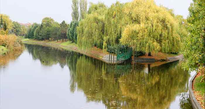 Eskişehir'de Porsuk Çayı üzerinde kurulu yapay bir ada olan ve içerisinde küçük bir akarsu ve bir park alanının yer aldığı Şehr-i Aşk Adası, sonbaharda farklı bir güzelliğe büründü.
