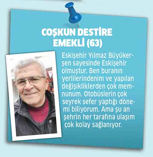 Türkiye’nin örnek kenti olarak gösterilen Eskişehir, herkes tarafından takdirle karşılanıyor. Biz de halka, “Geçmişten bugüne Eskişehir’de yaşanan en büyük değişiklik sizce nedir?” diye sorduk. Hazırlayan: Ecem EFEKAN