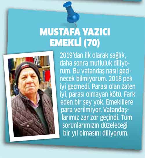 2018 yılını geride bıraktık. 2019’a ilk adımımızı attığımız şu günlerde vatandaşlarımıza “Yeni yıldan beklentileriniz nedir?” diye sorduk. Hazırlayan: Ecem Efekan