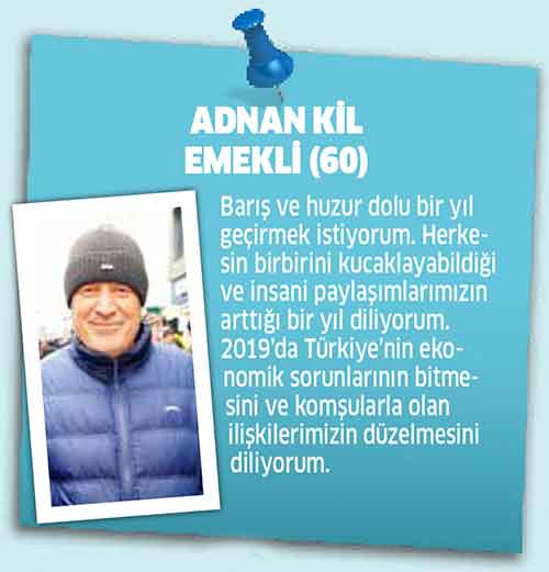 2018 yılını geride bıraktık. 2019’a ilk adımımızı attığımız şu günlerde vatandaşlarımıza “Yeni yıldan beklentileriniz nedir?” diye sorduk. Hazırlayan: Ecem Efekan