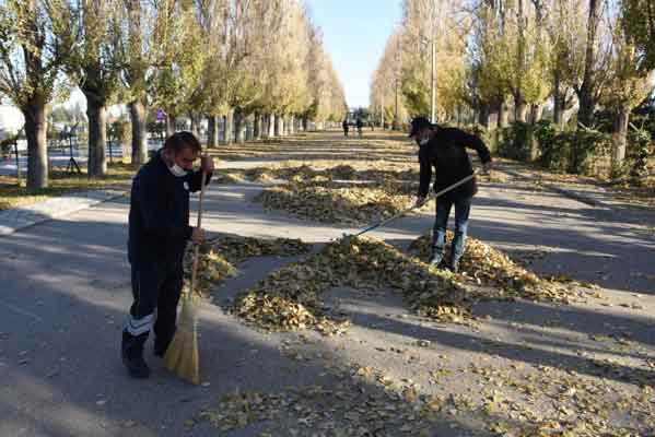 Geçtiğimiz yıllarda yapraklarla büyük kalpler oluşturan Park ve Bahçeler ekipleri, bu sene de ‘Maske Tak’ yazısıyla salgına dikkat çekti.