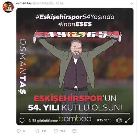 19 Haziran 1965’te kurulan Anadolu Yıldızı Eskişehirspor’un, 54. Yaş günü spor ve siyaset camiasının önemli isimlerinin de arasında olduğu yüzlerce kişi tarafından Twitter ve Facebook’ta paylaşım rekoru kırdı