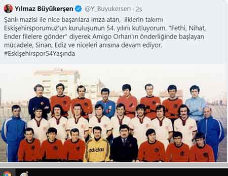 19 Haziran 1965’te kurulan Anadolu Yıldızı Eskişehirspor’un, 54. Yaş günü spor ve siyaset camiasının önemli isimlerinin de arasında olduğu yüzlerce kişi tarafından Twitter ve Facebook’ta paylaşım rekoru kırdı