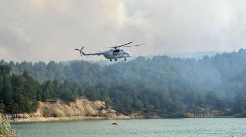 Uşak'ta çıkan orman yangınına müdahale devam ediyor