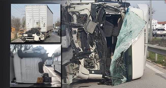 Eskişehir'de akılalmaz trafik kazası: Şoför kabiniyle uçtu!