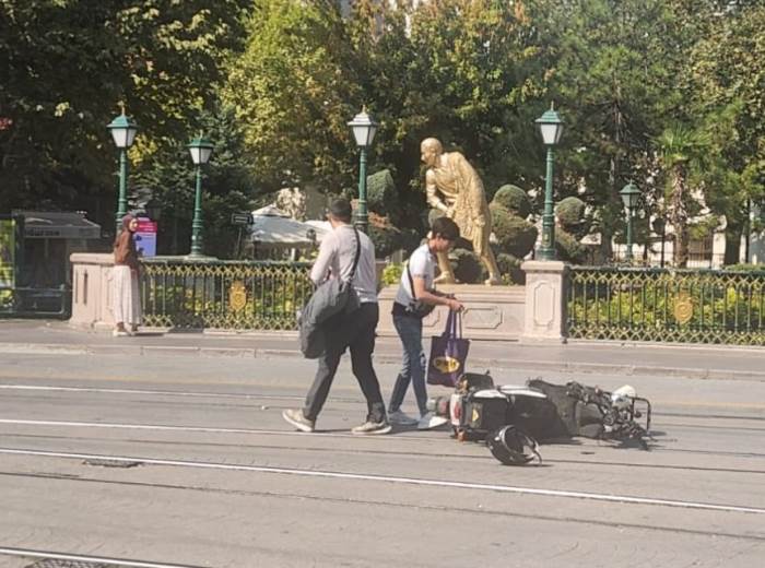 Eskişehir'de dengesini kaybeden motosikletli yere yığıldı!