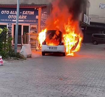 Sakarya’da park halindeki araç alev alev yandı