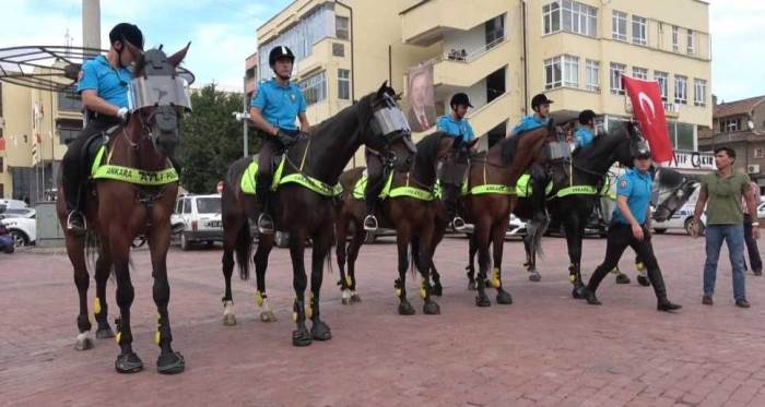 Tavşanlı'da atlı polislerin devriyesi büyük ilgi gördü