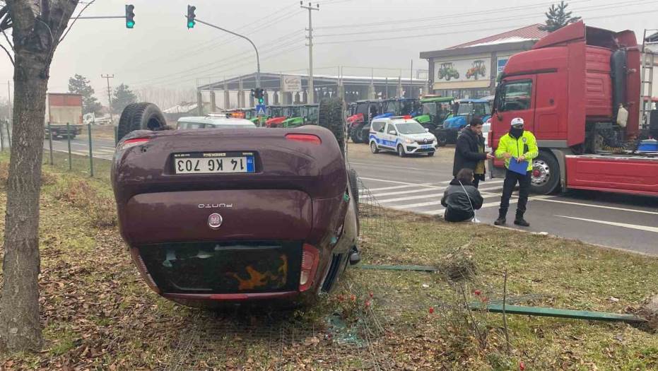 Bolu'da takla atan araçta şans eseri yaralı y…